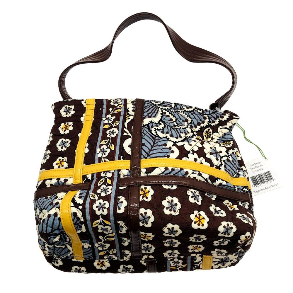 Vera Bradley Women's Tote Purse Slate Blooms Brown Yellow